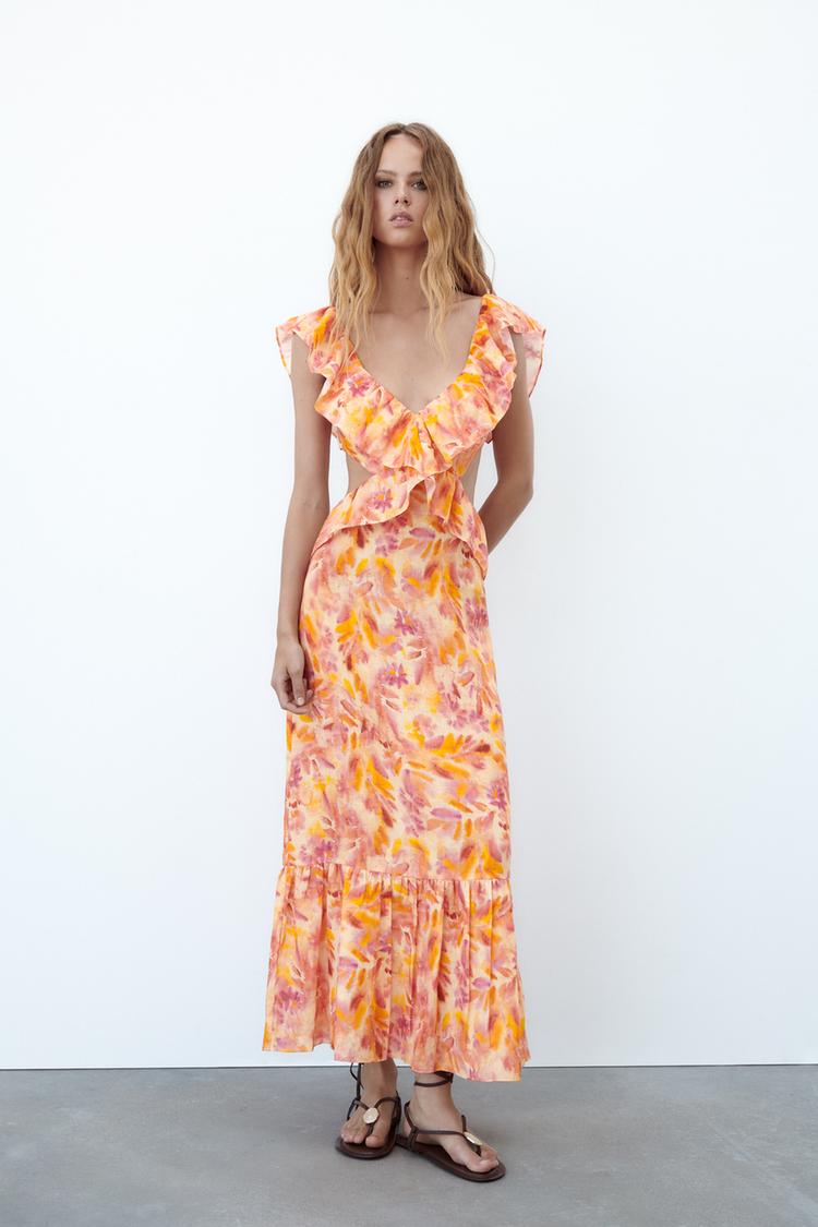 RUFFLED MIDI DRESS