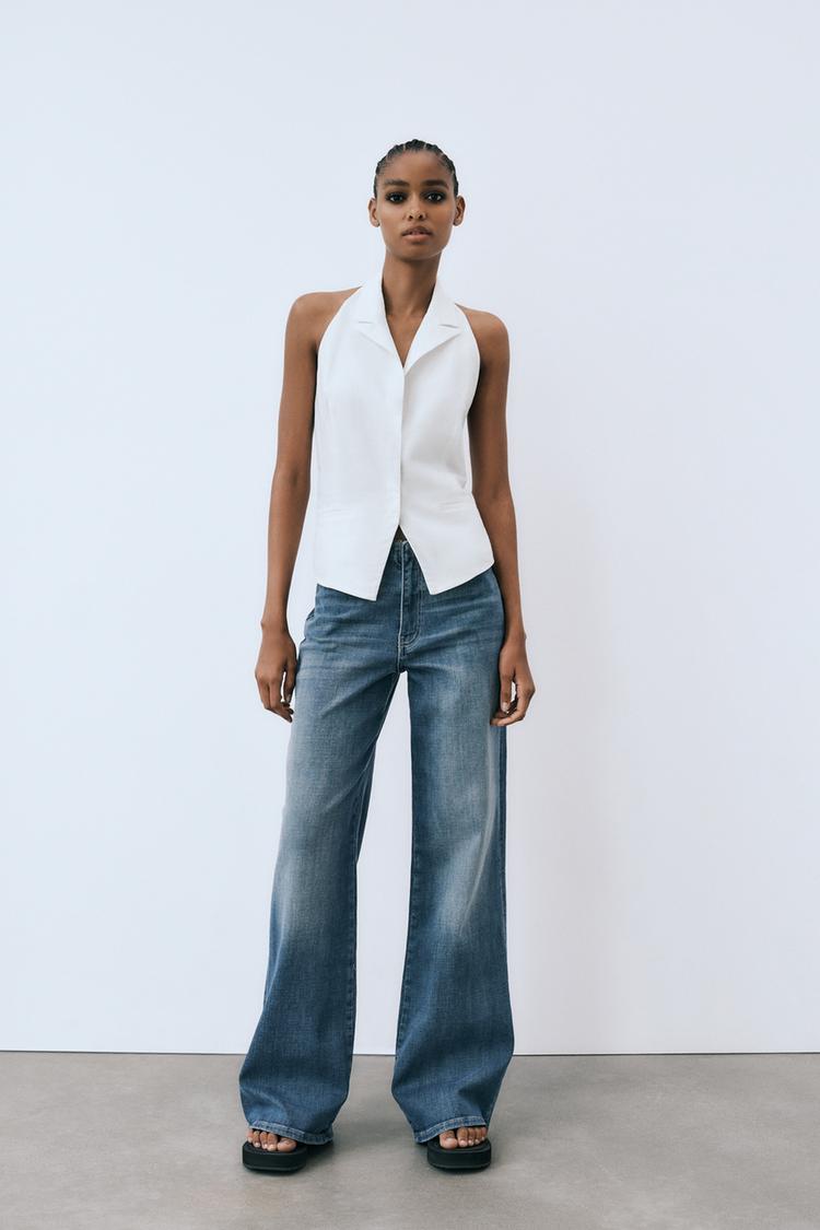 LINEN BLEND HALTER TOP