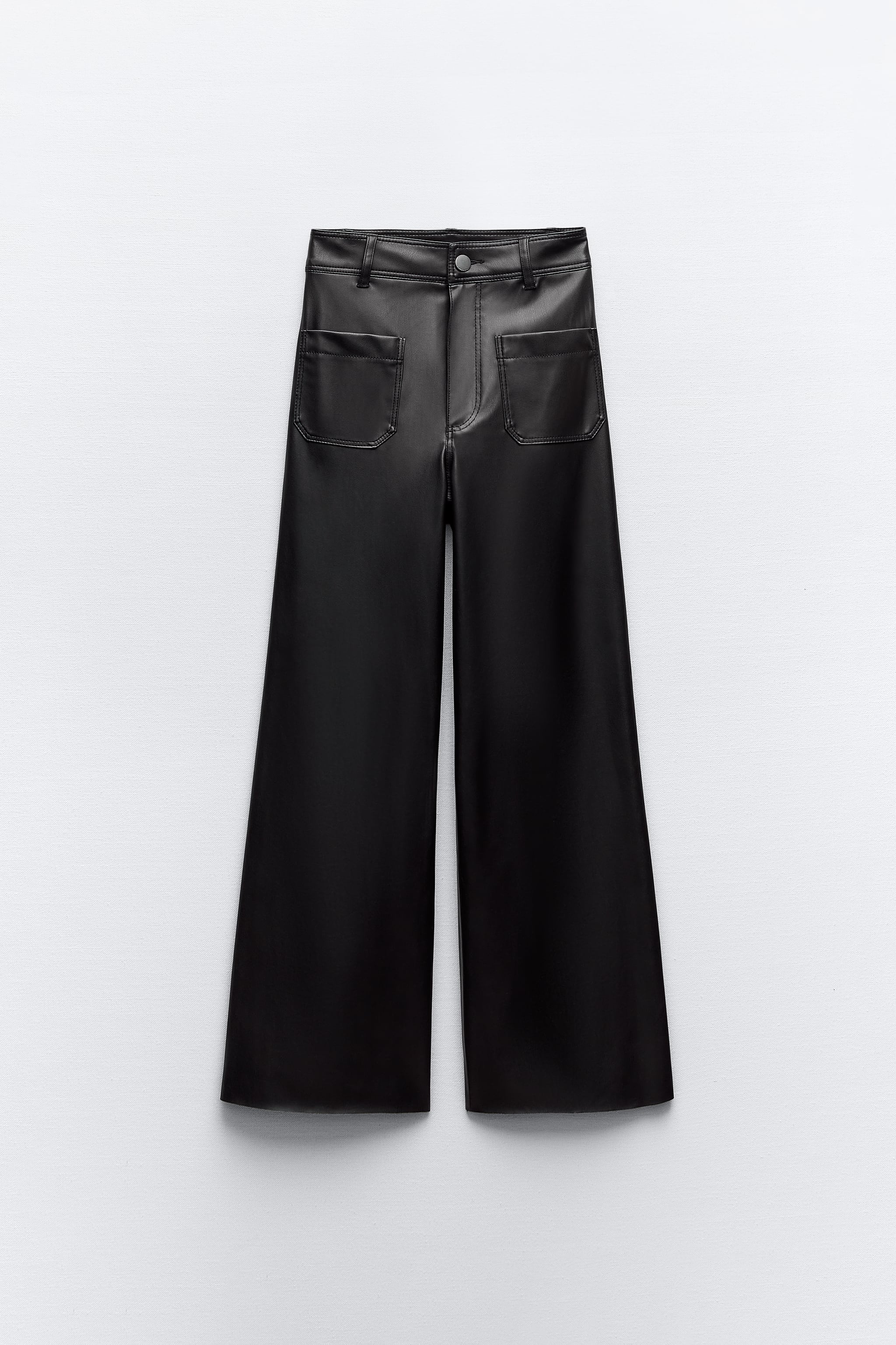 HIGH-WAISTED FAUX LEATHER ZW MARINE STRAIGHT PANTS