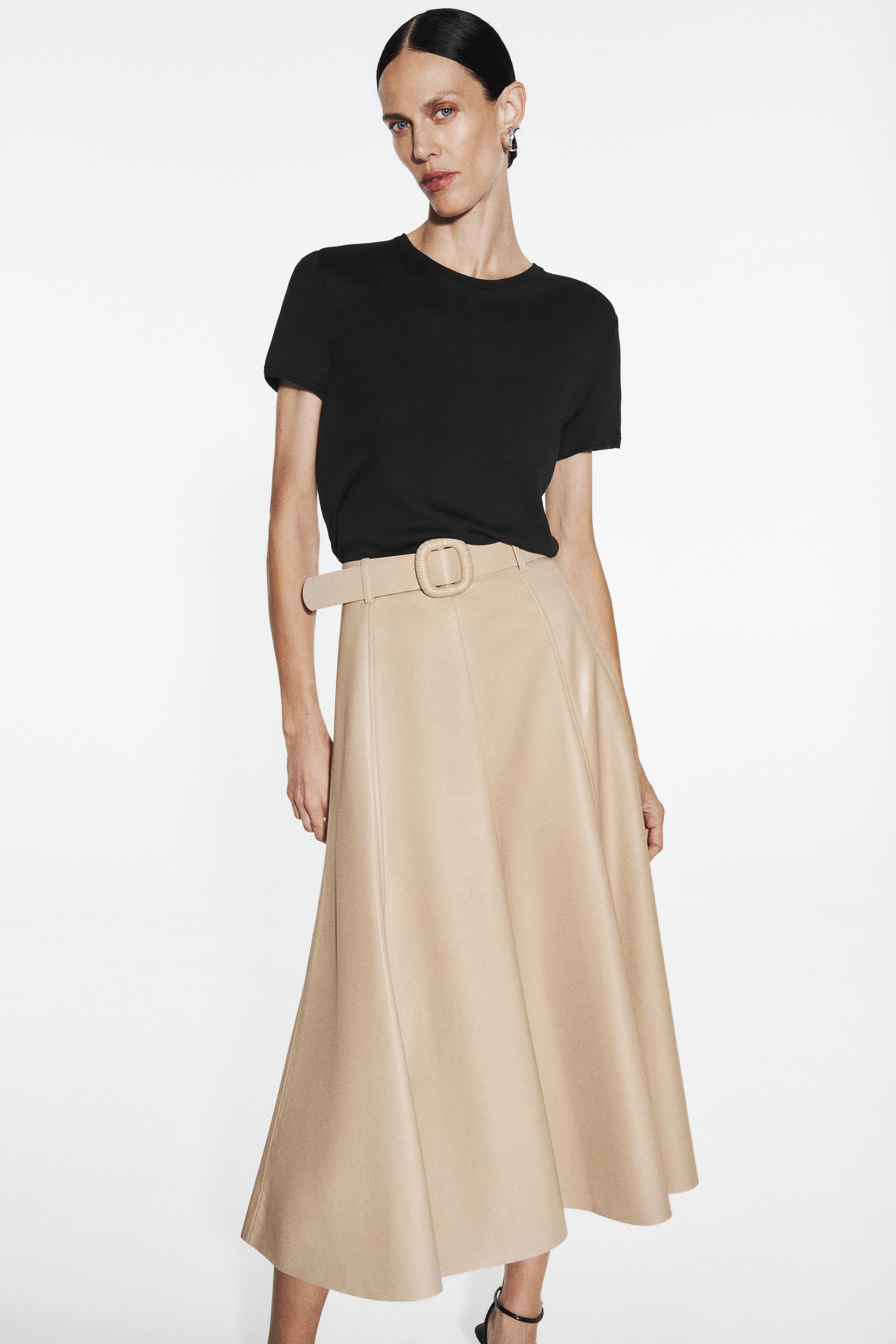Zara faux shop suede pleated skirt