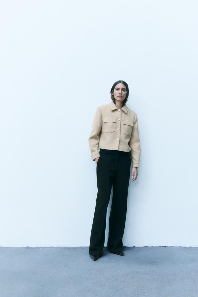 CROPPED WOOL BLEND CARDIGAN