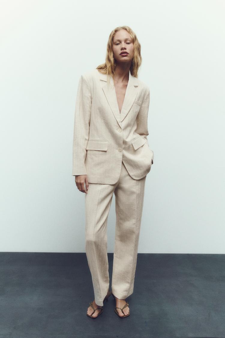 CREASED-EFFECT STRAIGHT RUSTIC BLAZER