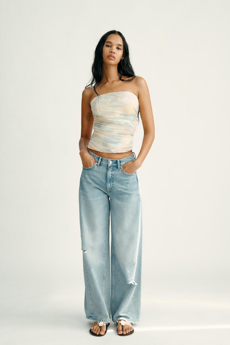 STRAPLESS TULLE TOP