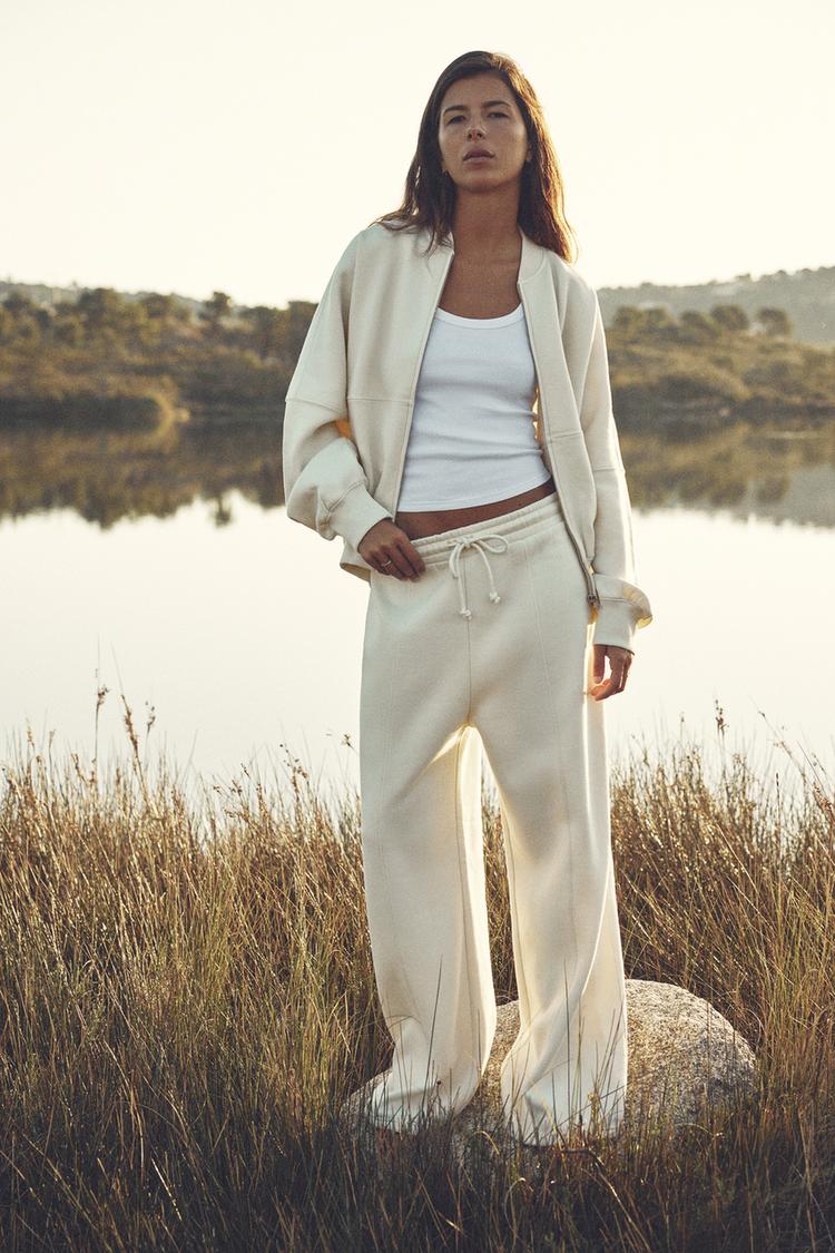 ZIPPERED BOMBER SWEATSHIRT