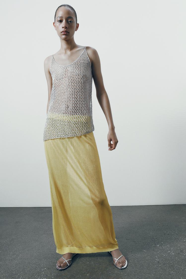 METALLIC MESH KNIT TOP