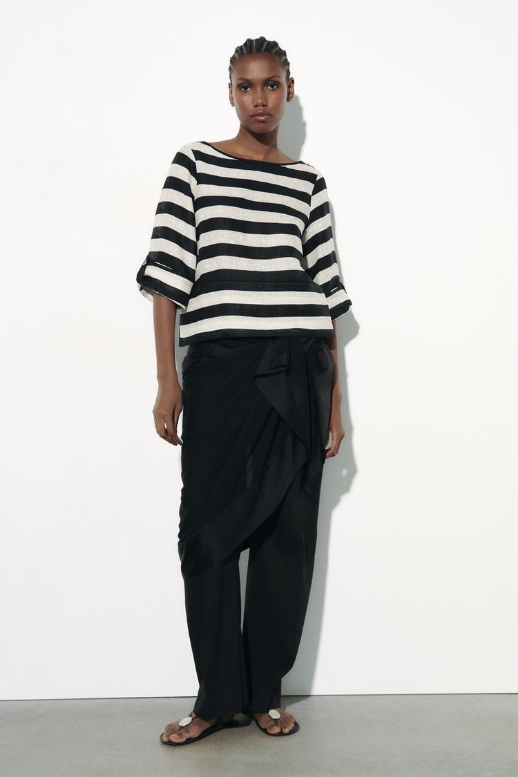 STRIPED LINEN TOP
