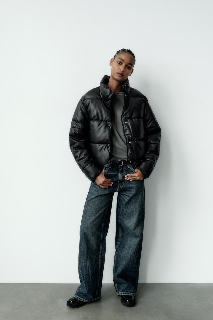 FAUX LEATHER PUFFER JACKET