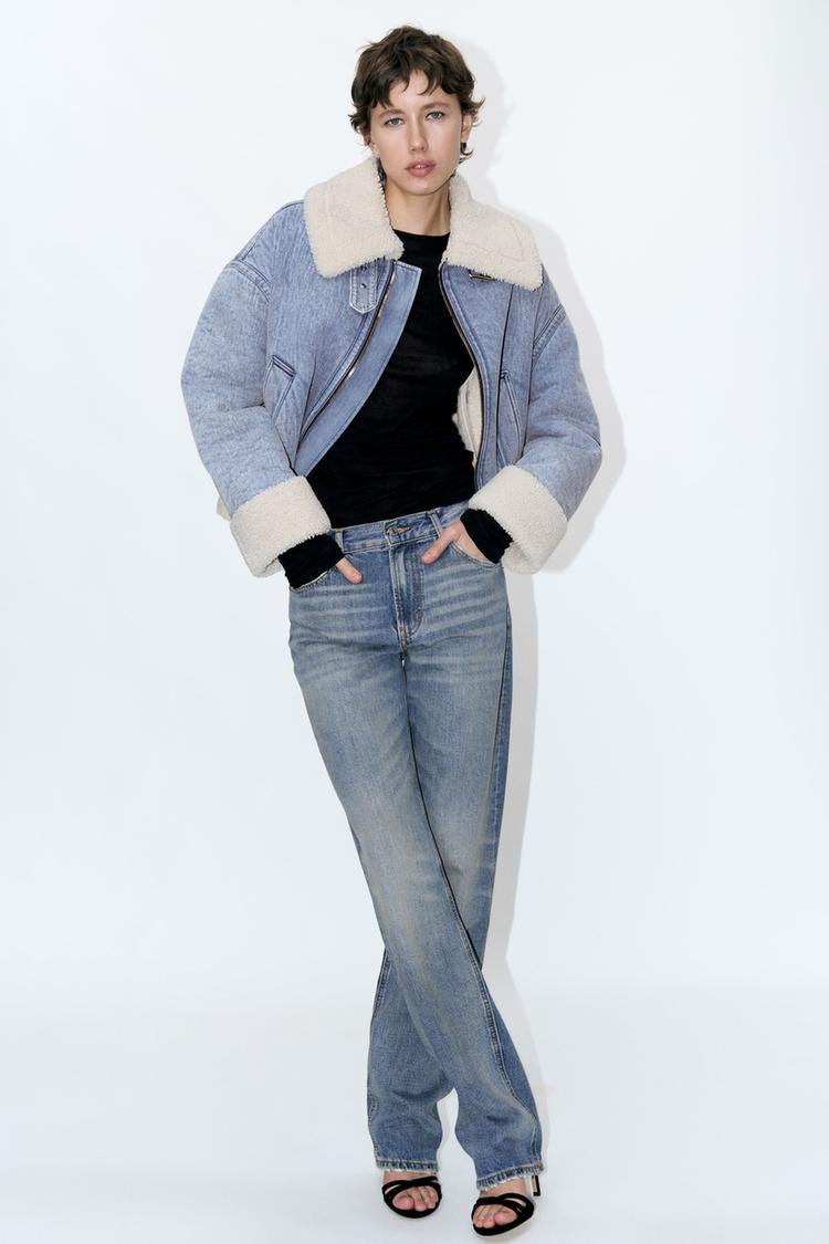 FAUX SHEARLING BIKER JACKET ZW COLLECTION