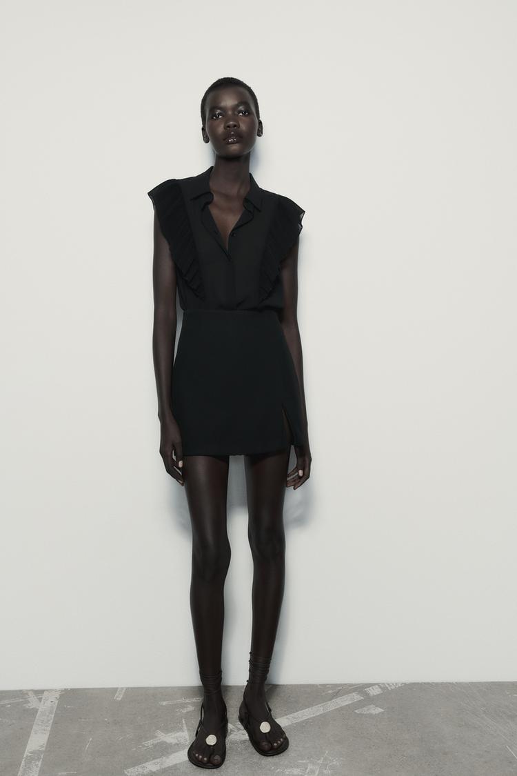 SEMI-SHEER SHIRT WITH RUFFLES