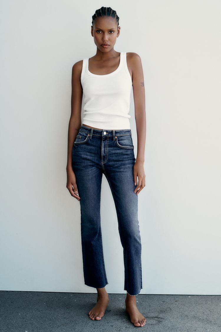 MID-RISE FLARED CROPPED TRF JEANS