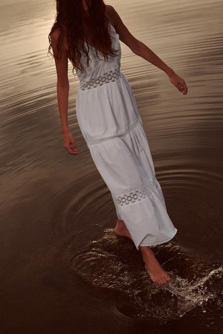 POPLIN DRESS WITH LACE TRIM