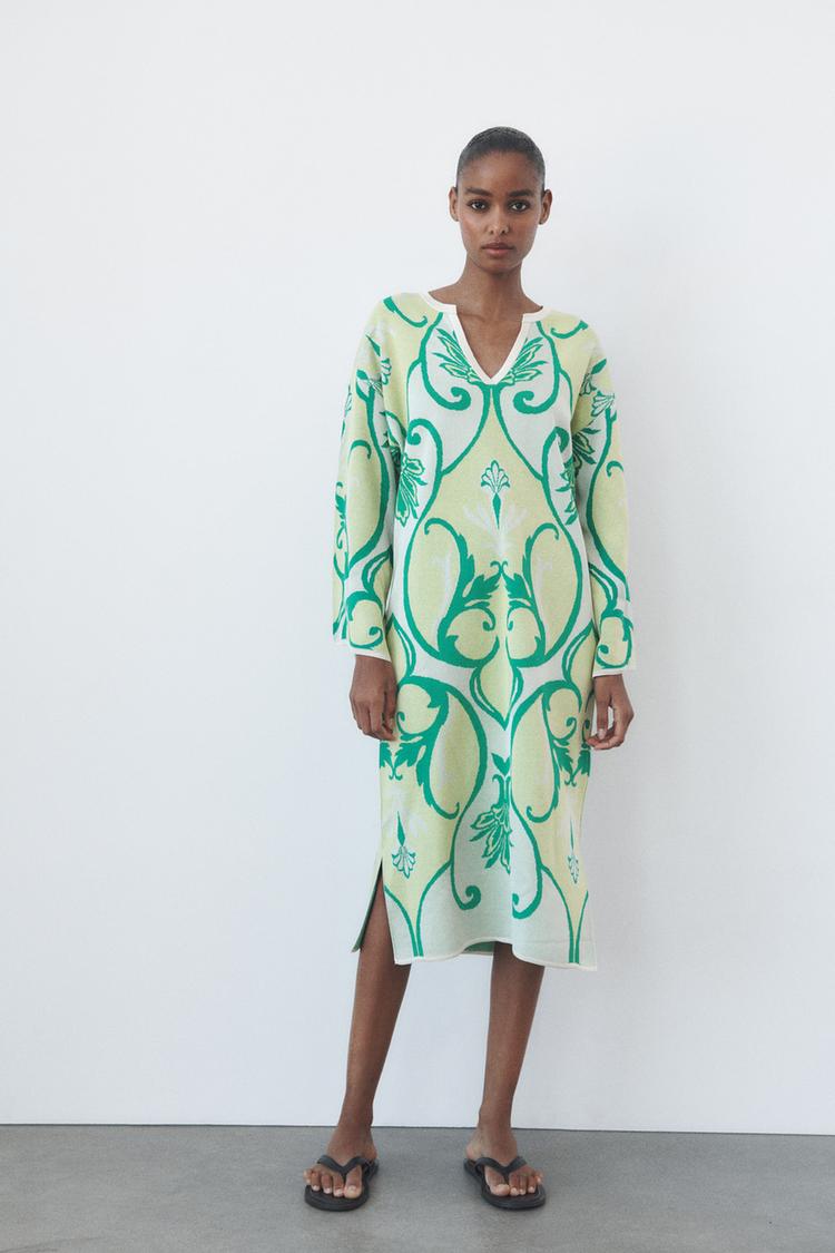 JACQUARD KNIT TUNIC DRESS