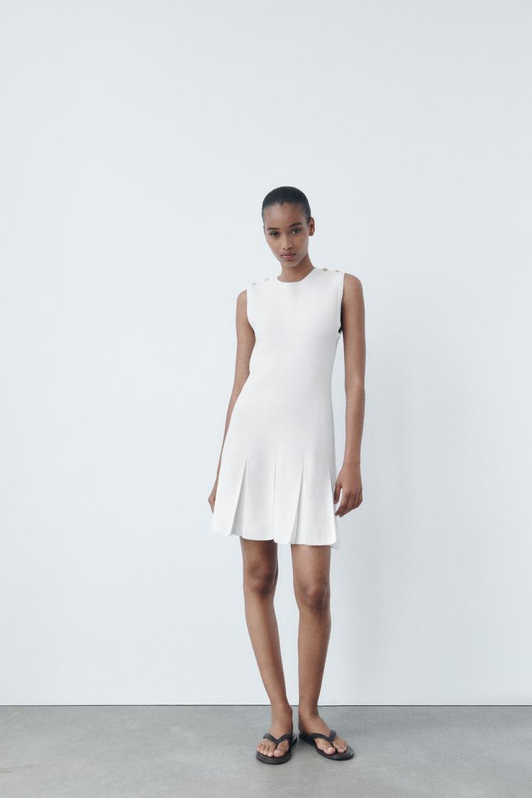 KNIT DRESS WITH GOLD BUTTONS