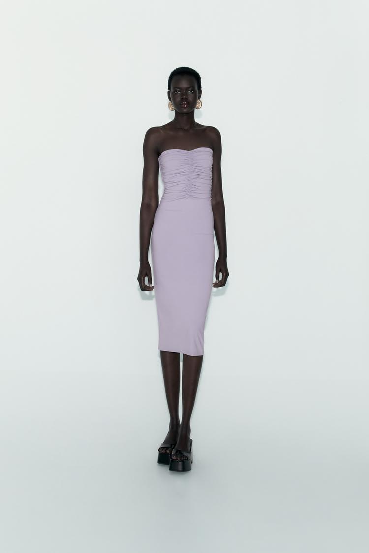 DRAPED SHAPE DRESS WITH SWEETHEART NECKLINE