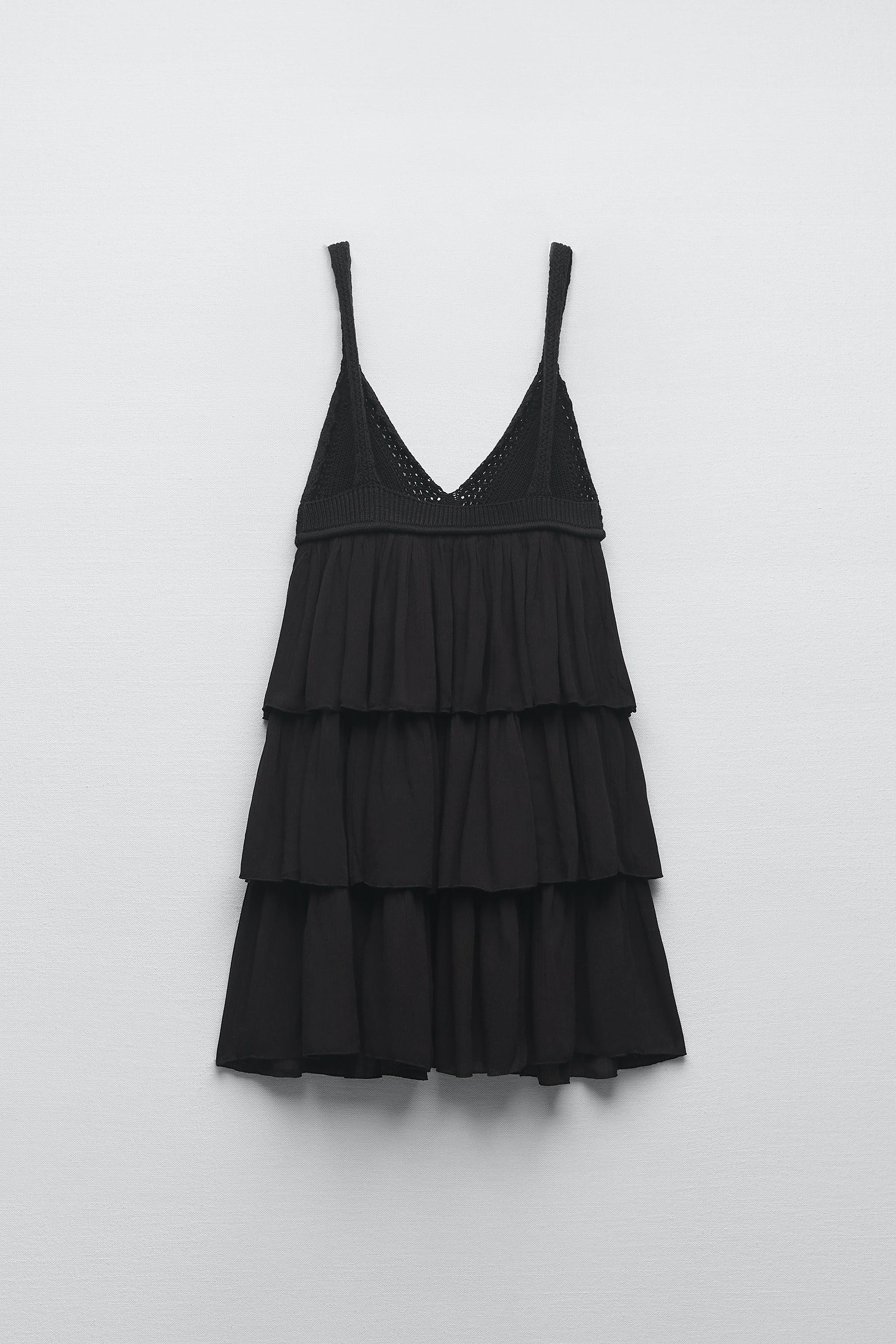 MIXED RUFFLED KNIT DRESS