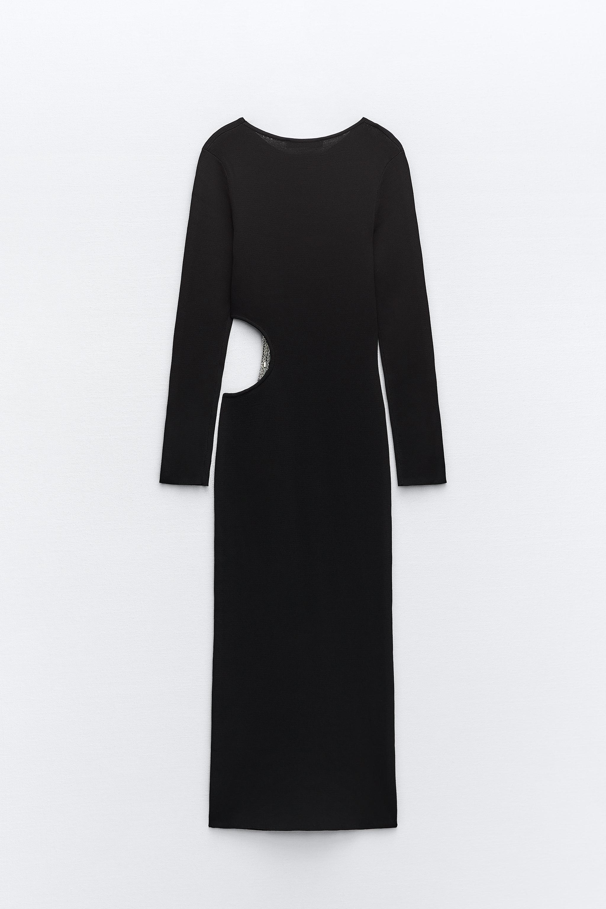 Zara CHAIN TRIM CUT OUT KNIT DRESS Mall of America