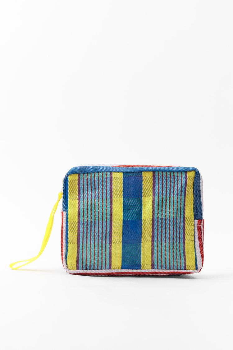 STRIPED TOILETRY BAG