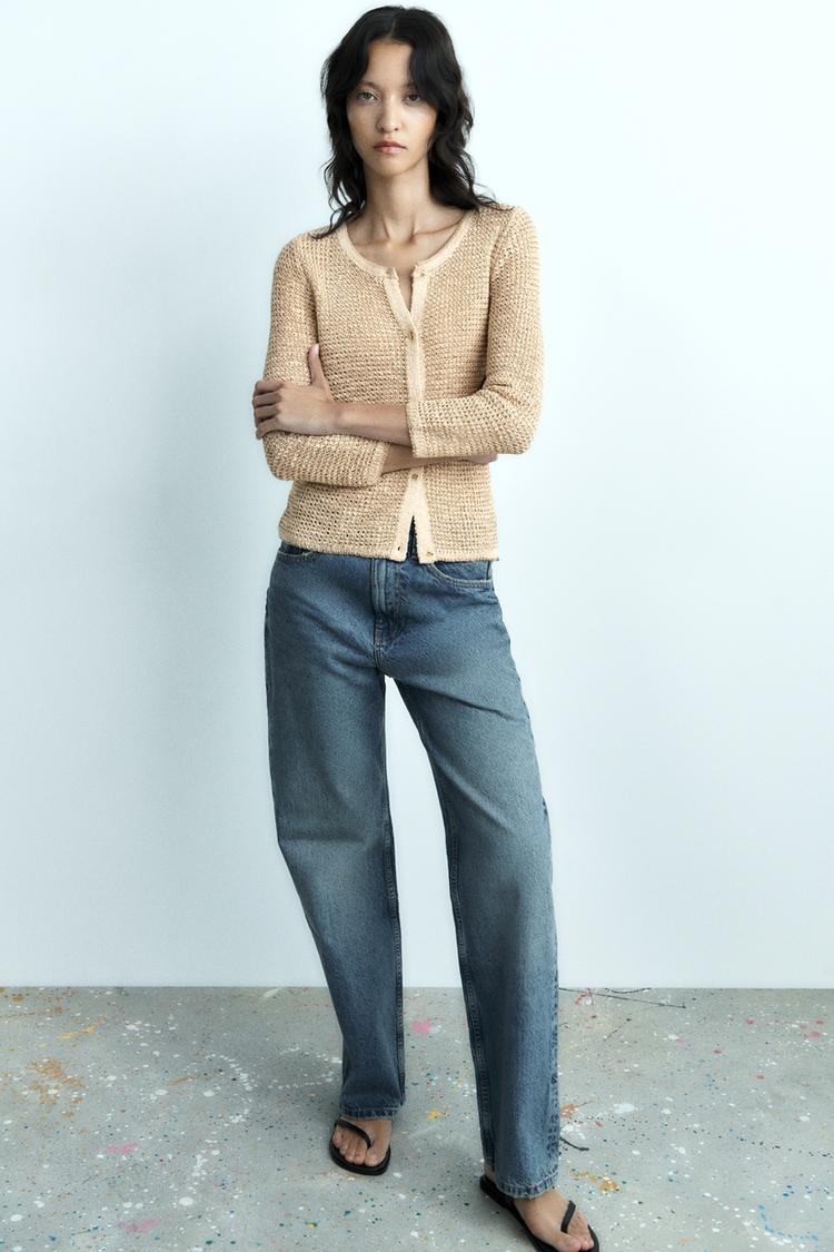 KNIT CARDIGAN WITH METALLIC THREAD DETAIL