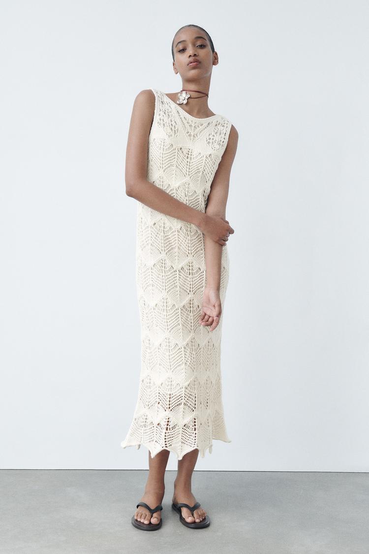OPEN-KNIT MIDI DRESS