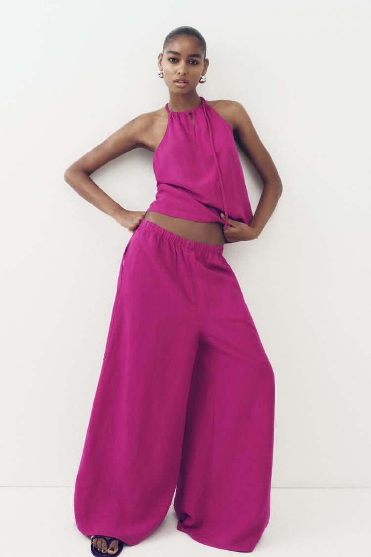 LINEN BLEND HALTER TOP