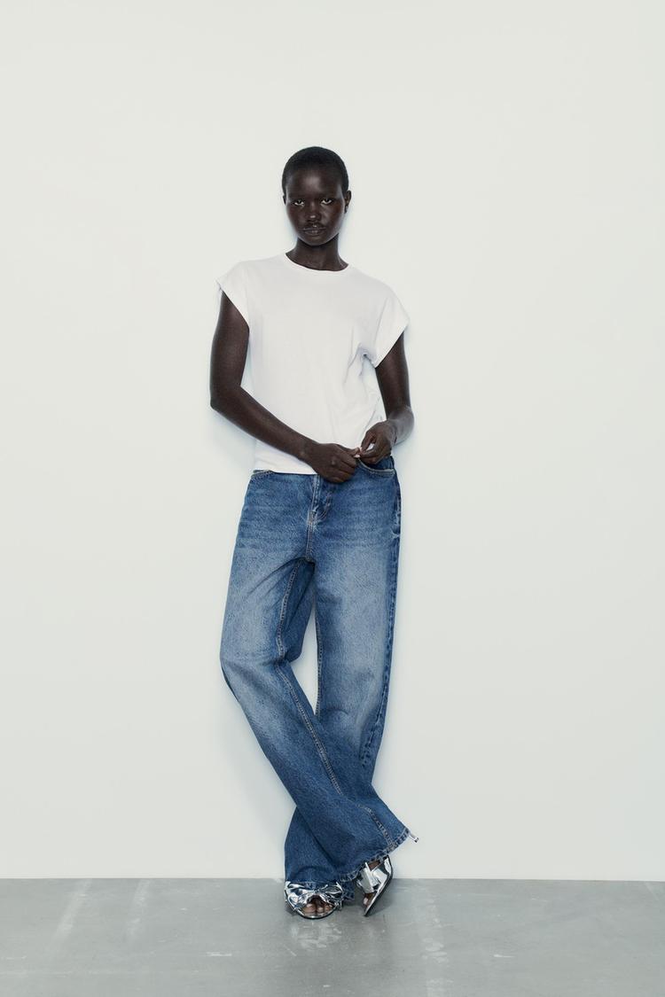 COTTON T-SHIRT WITH SLEEVE DETAIL