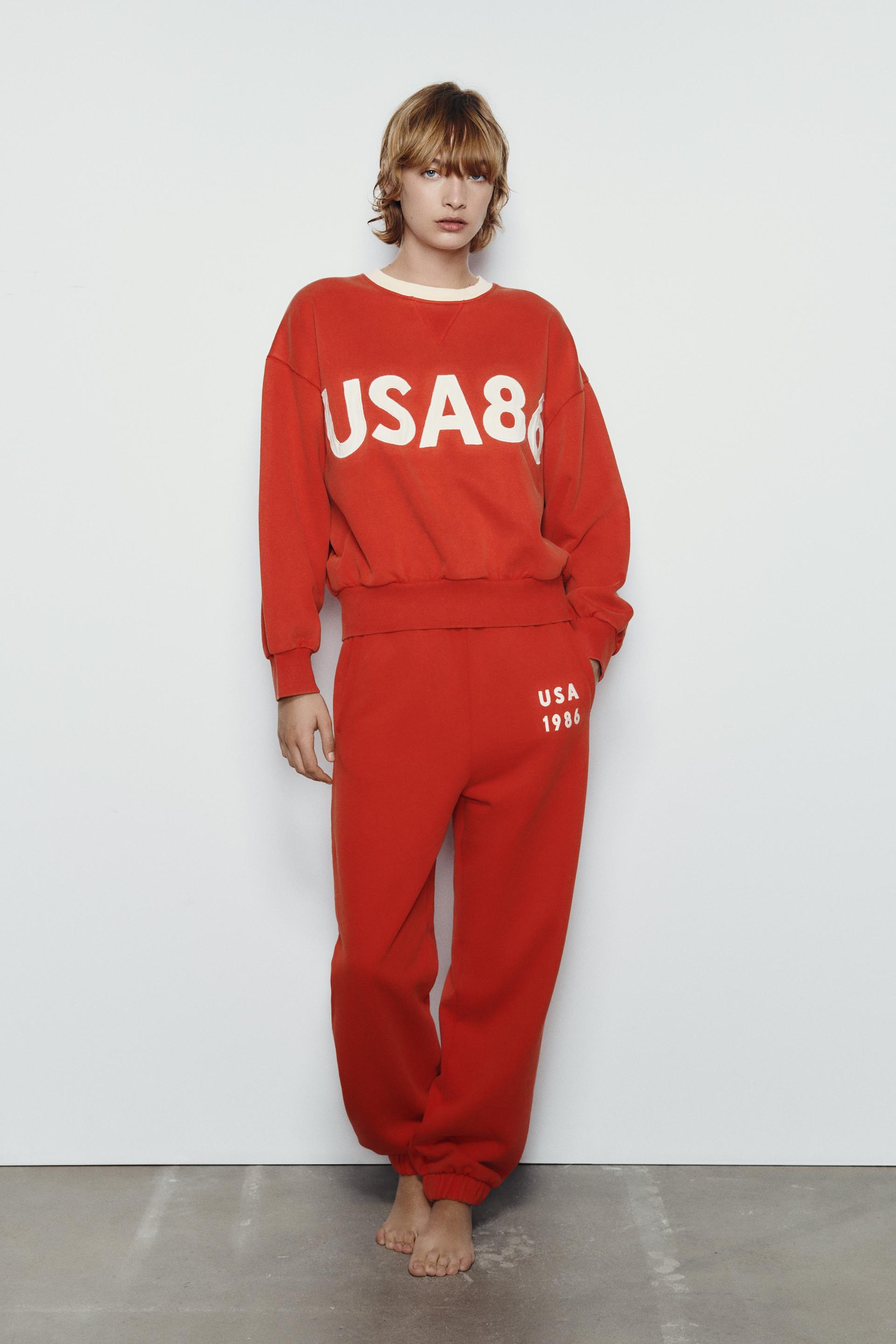 MOLETOM DE FELPA COM EFEITO VINTAGE Cru Vermelho ZARA Brasil moletom-de-felpa-com-efeito-vintage-cru-vermelho-zara-brasil