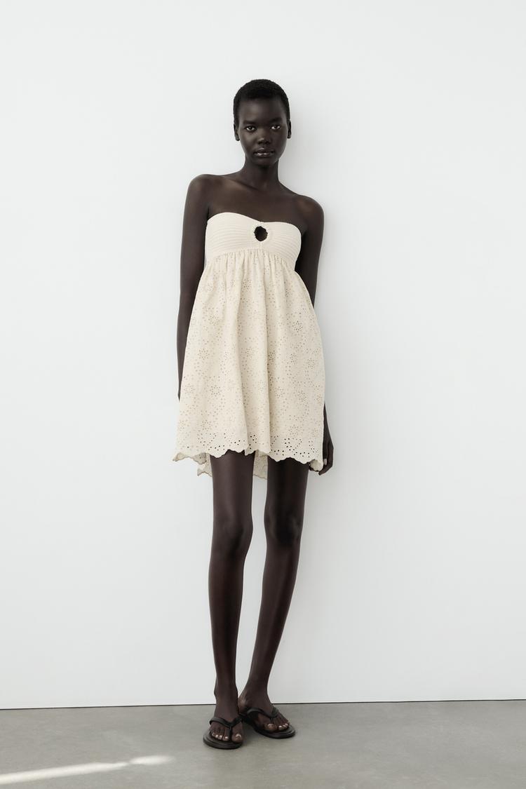 KNIT DRESS WITH COMBINED EMBROIDERY