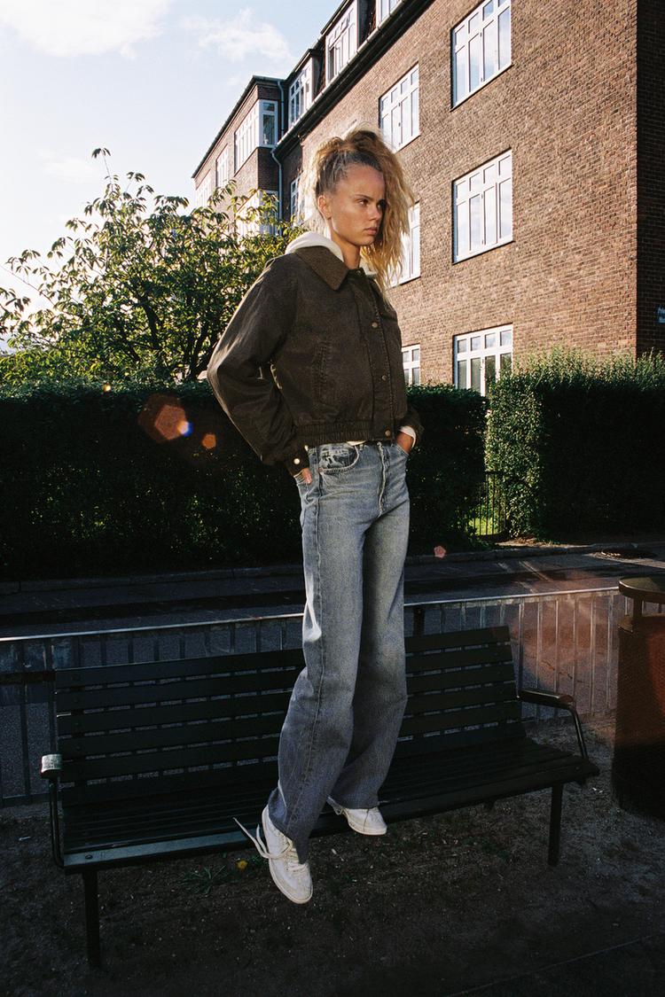 CORDUROY COLLAR WAXED CROP BOMBER