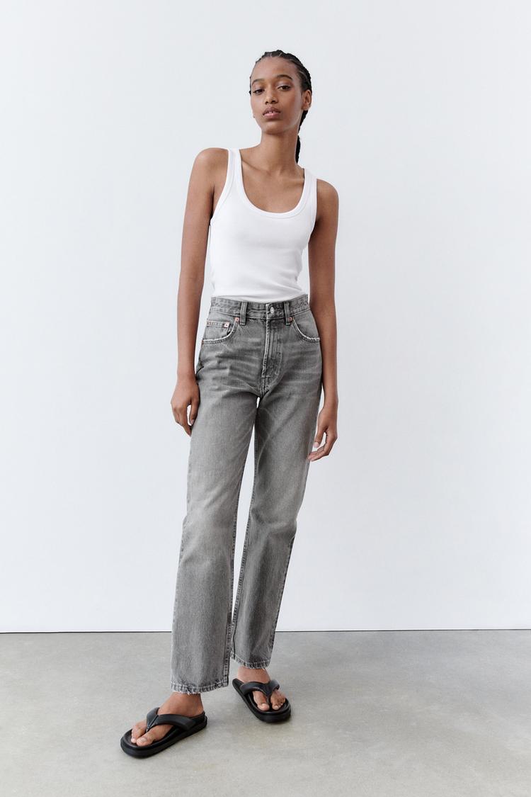 HIGH-RISE STRAIGHT-FIT TRF JEANS