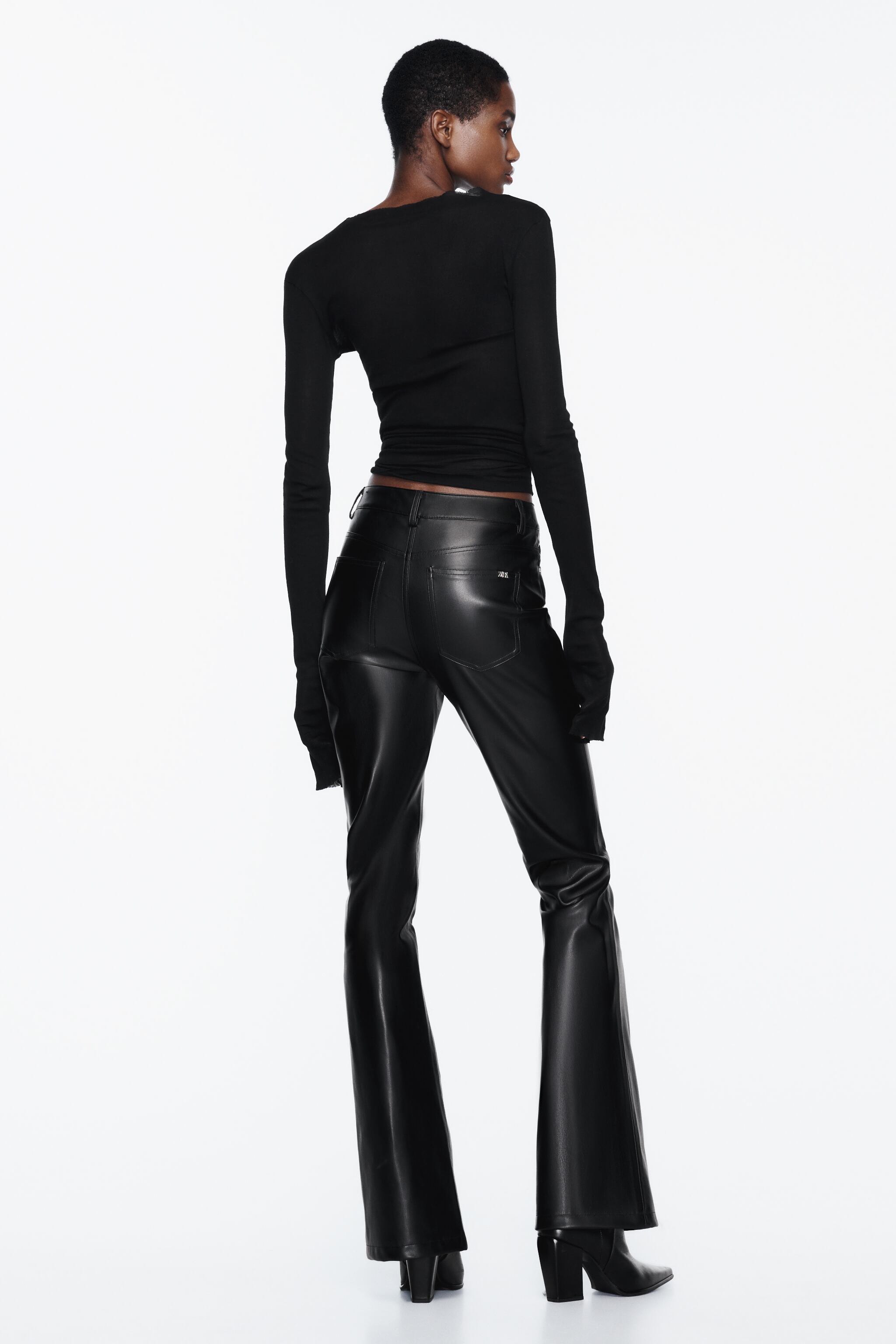 Zara FAUX LEATHER FLARED PANTS