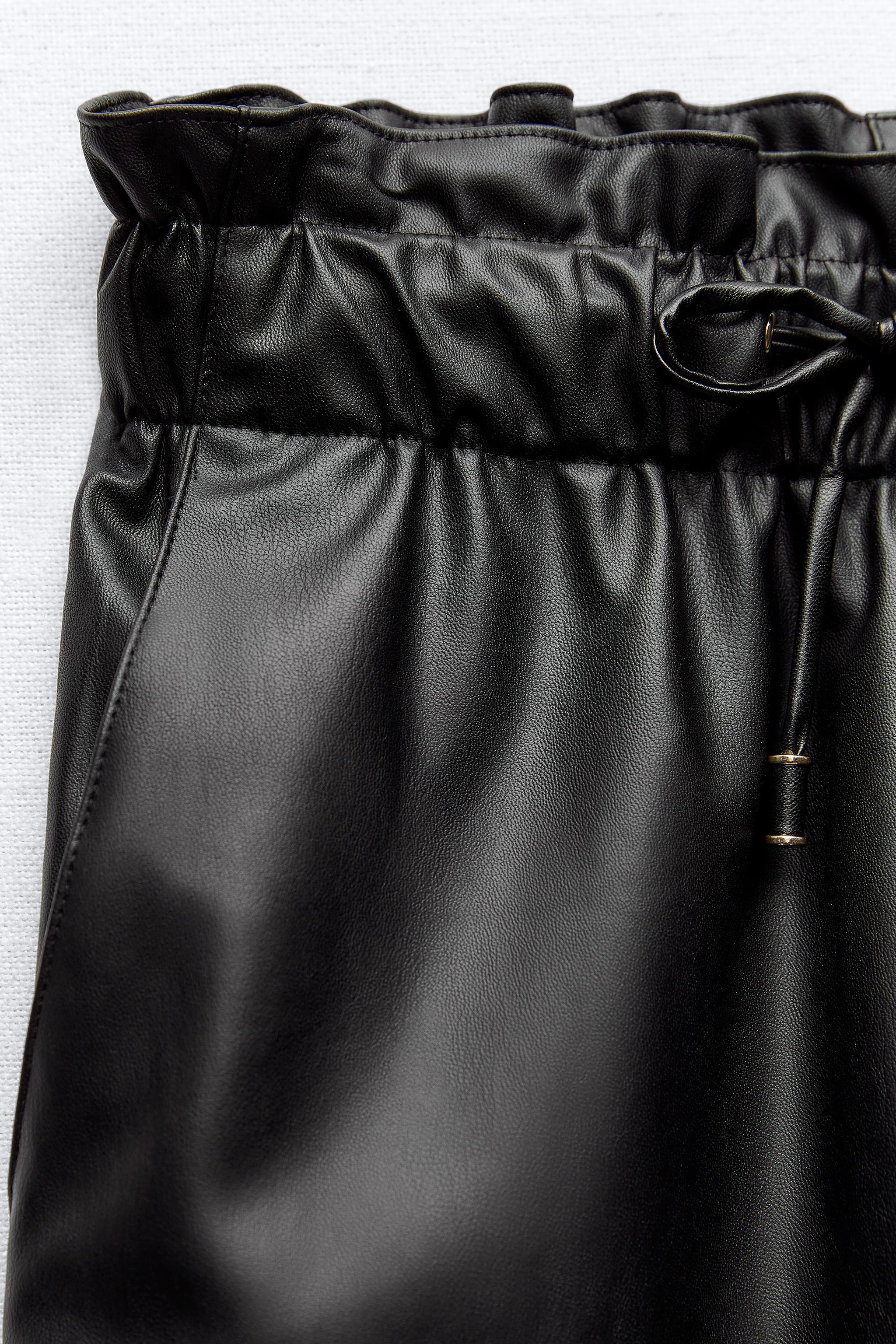 Zara FAUX LEATHER BAGGY PANTS Square One