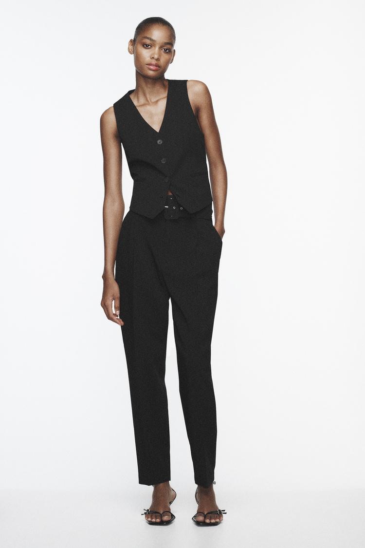 TROUSERS WITH LINED BELT - Zara product image