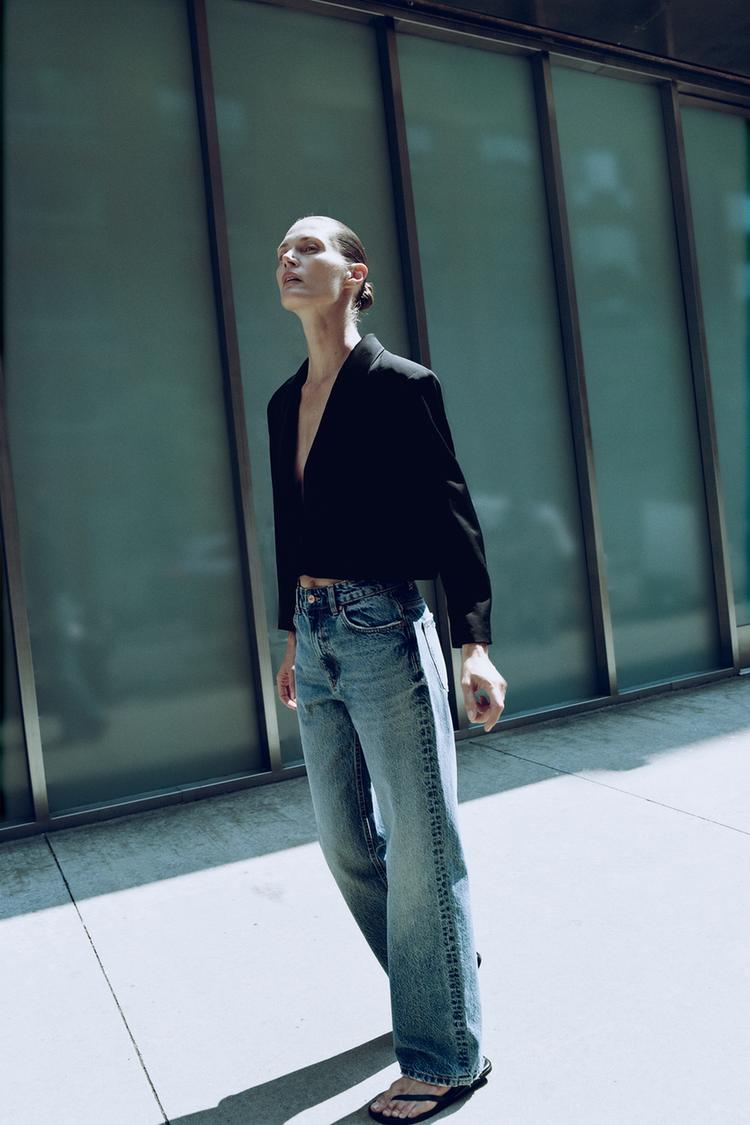 SATIN LAPEL COLLAR BLAZER