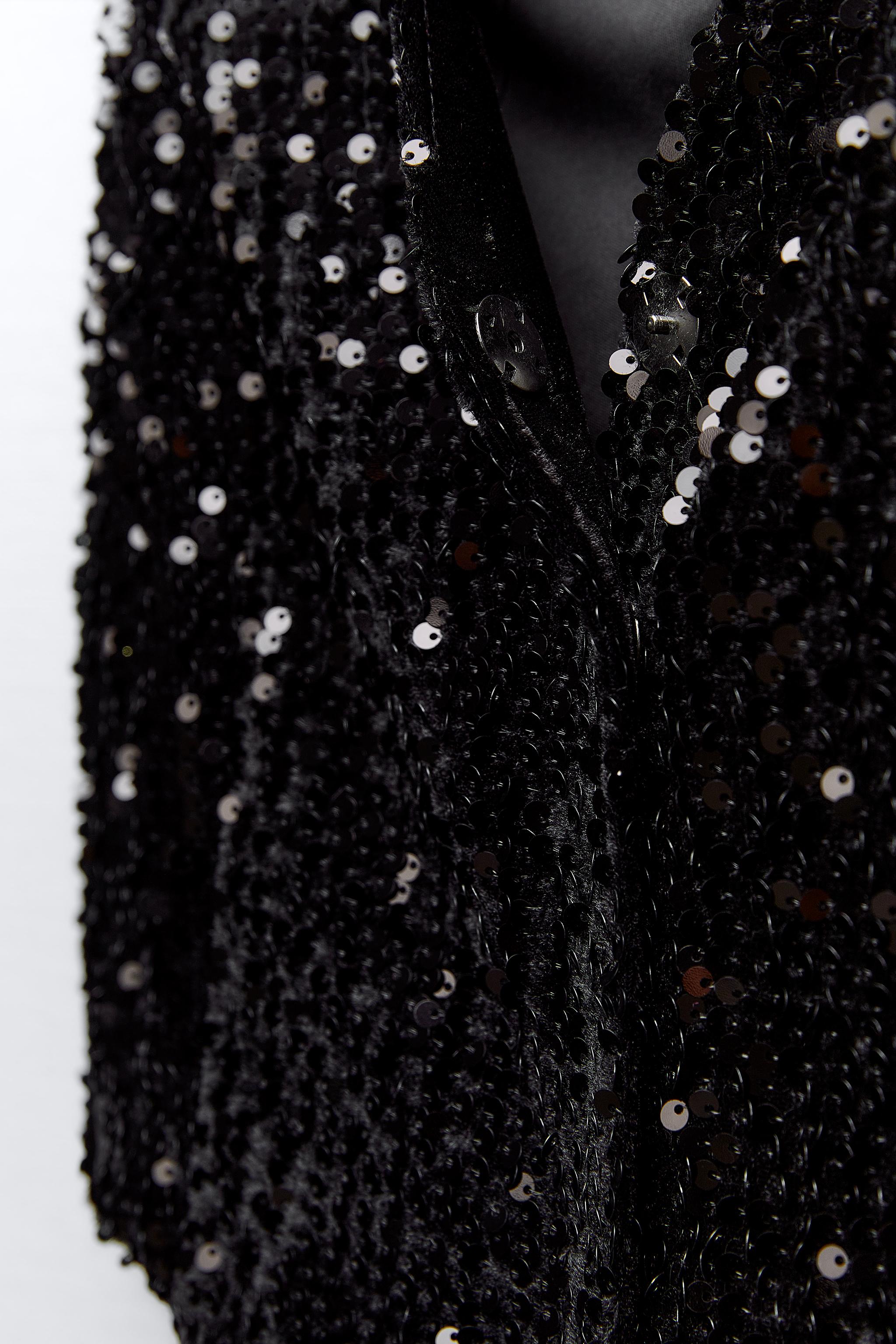 River island black sequin jacket outlet