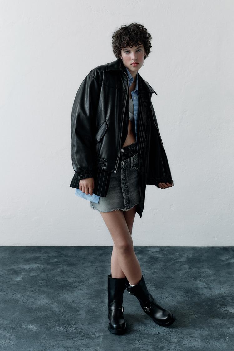 FAUX LEATHER BOMBER