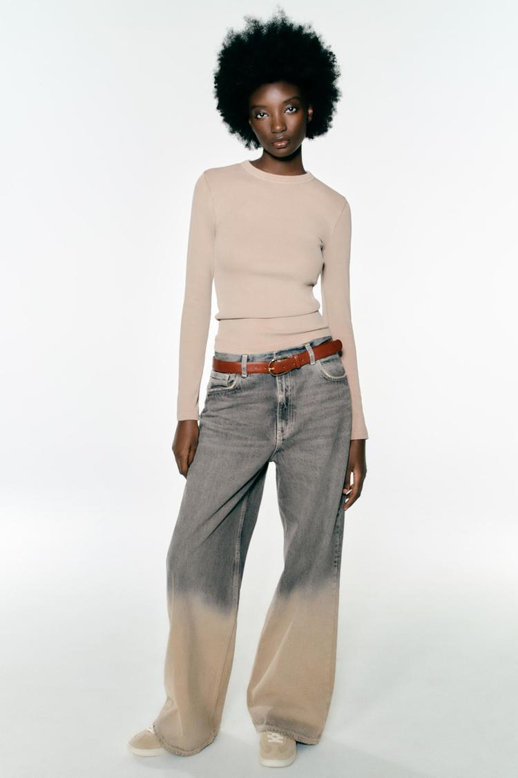 LONG SLEEVED RIBBED T-SHIRT