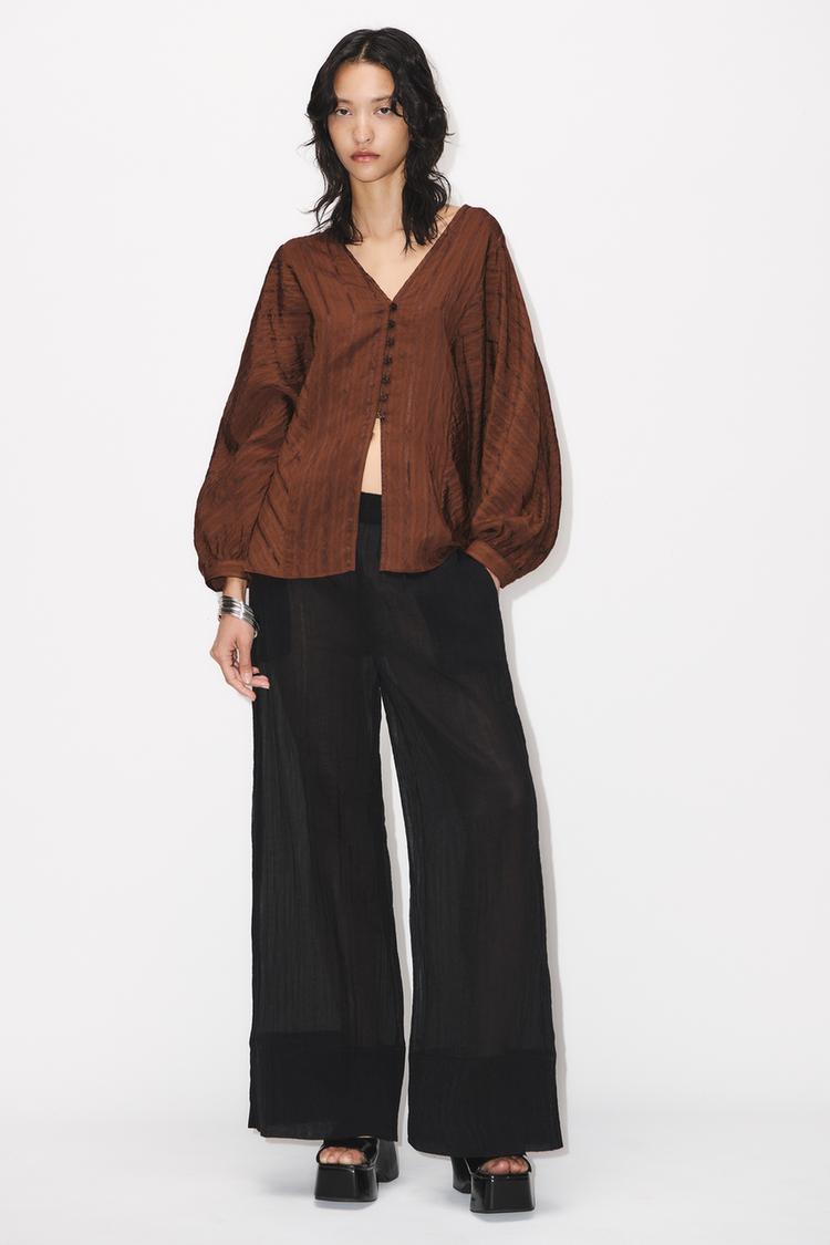 STRIPED JACQUARD BLOUSE