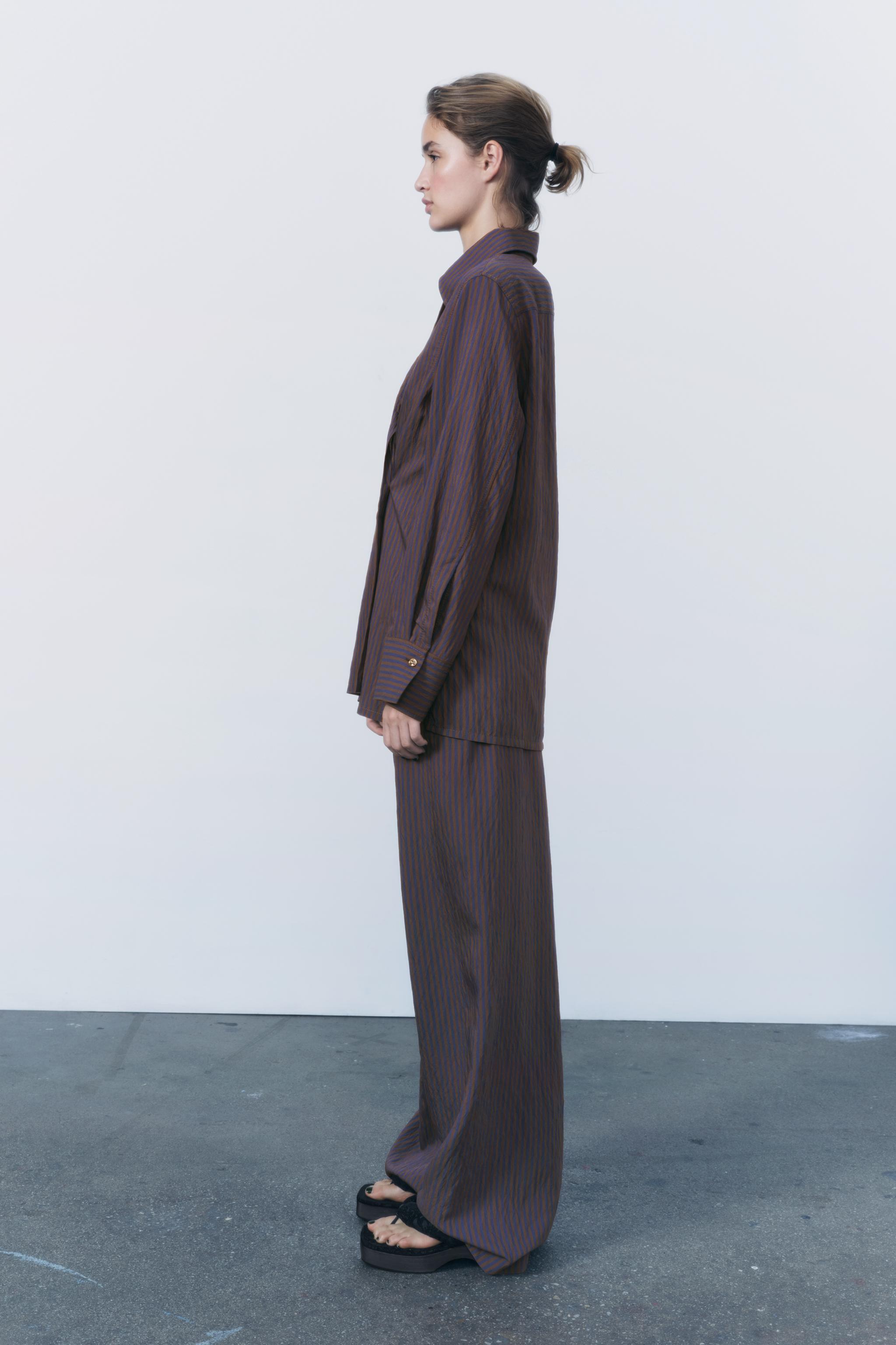 訳あり商品 Zara ZW Mall | PANTS LEG WIDE STRIPED MINIMALIST COLLECTION パンツ