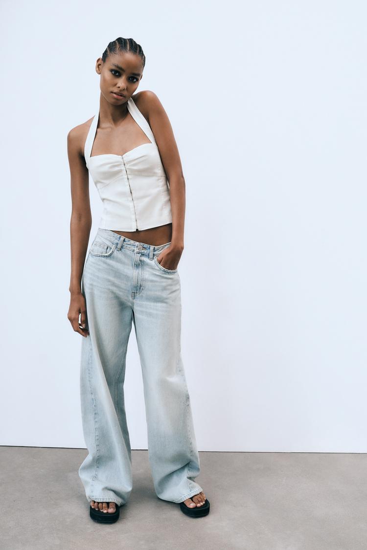STRETCHY LINEN BLEND TOP
