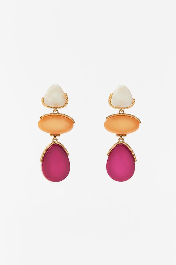 TRIPLE RHINESTONE EARRINGS Golden ZARA New Zealand
