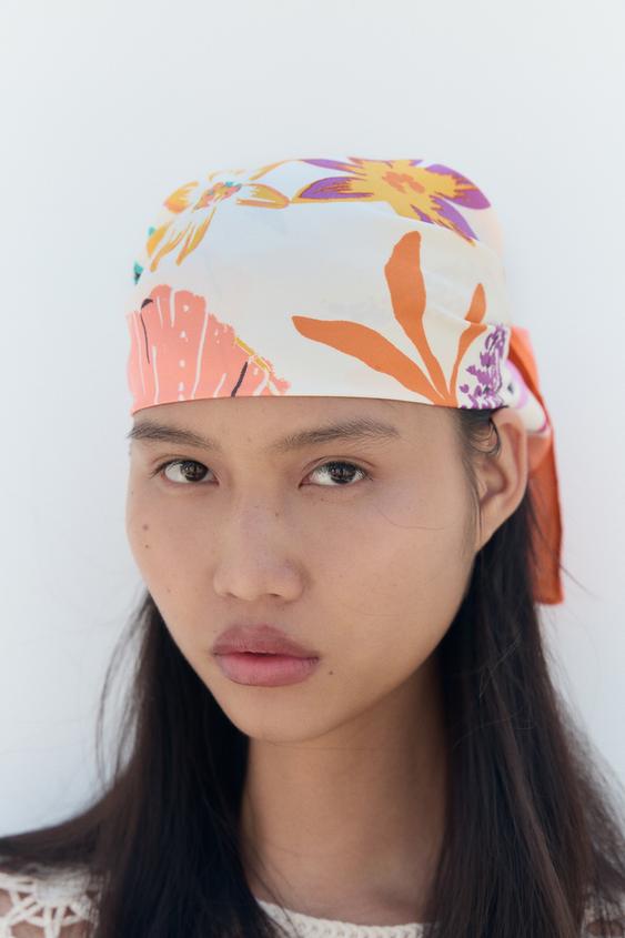 PRINTED SATIN SCARF White ZARA United Kingdom