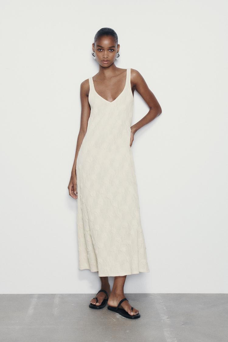 TEXTURED STRAPPY DRESS