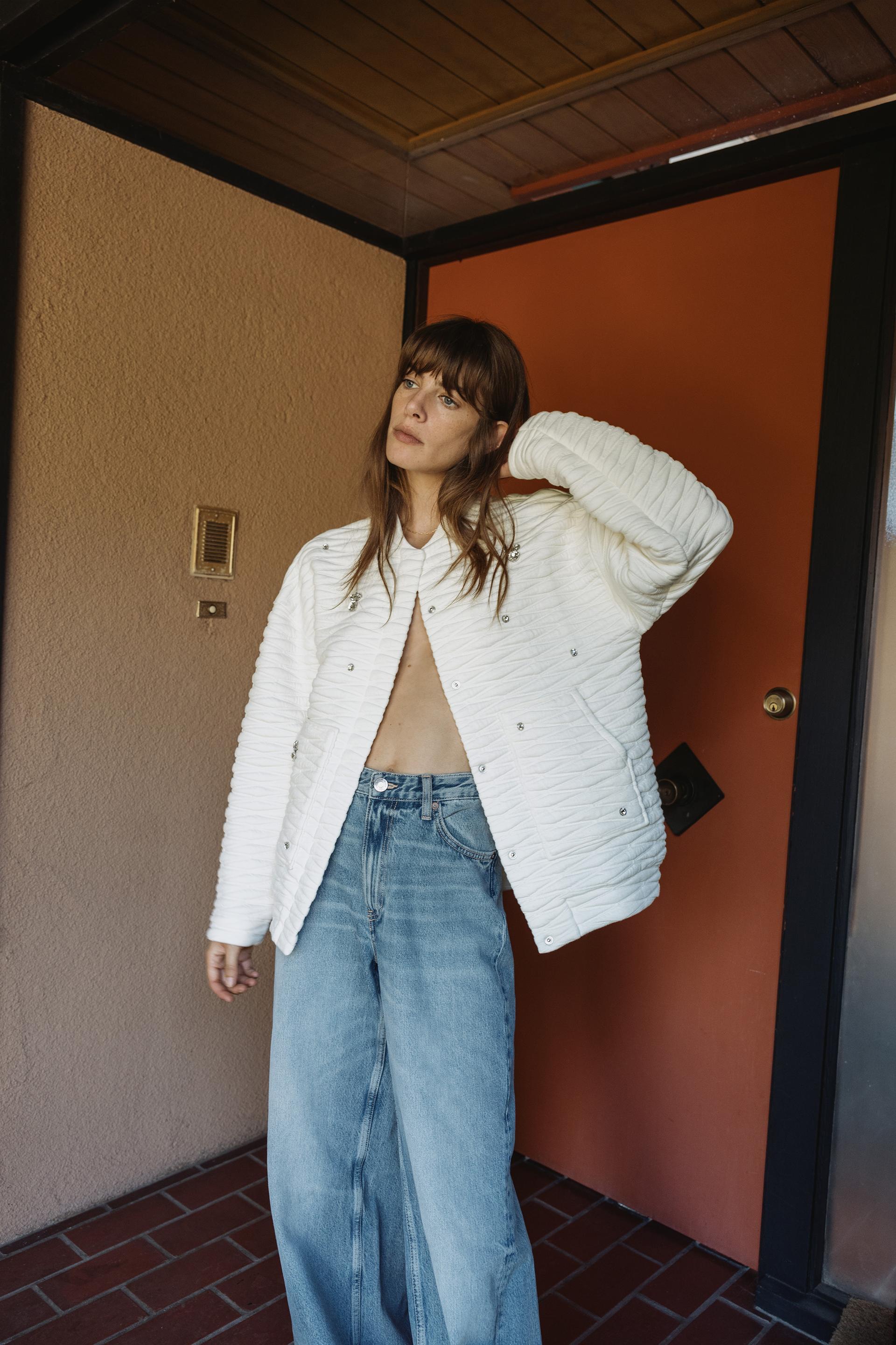 QUILTED BOMBER JACKET WITH RHINESTONES Ecru ZARA South Africa