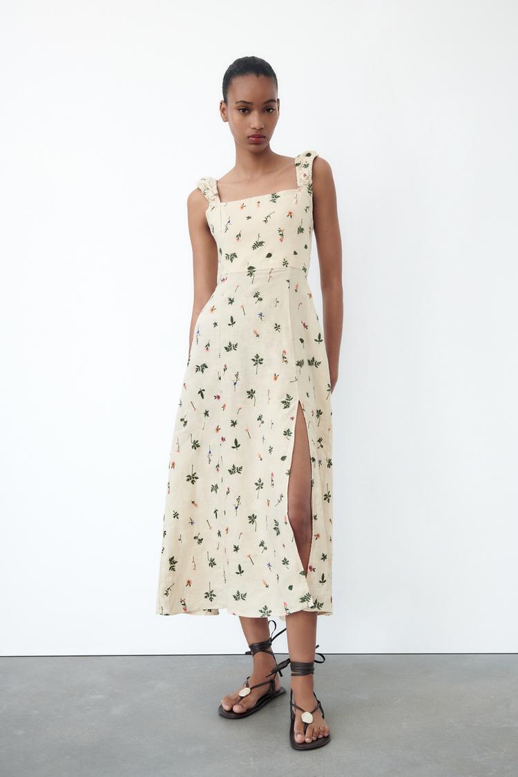 EMBROIDERED LINEN DRESS