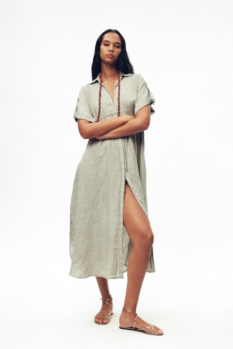 LINEN MIDI DRESS
