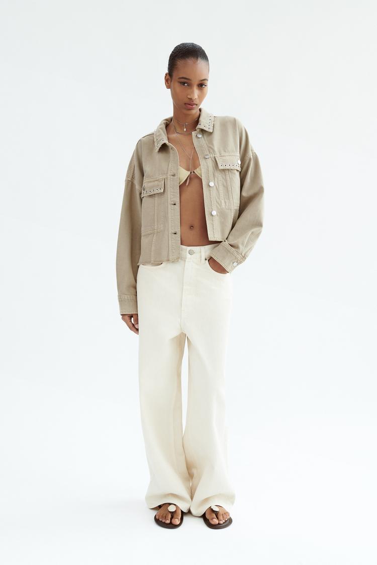 CROPPED OVERSHIRT WITH PIERCING DETAIL