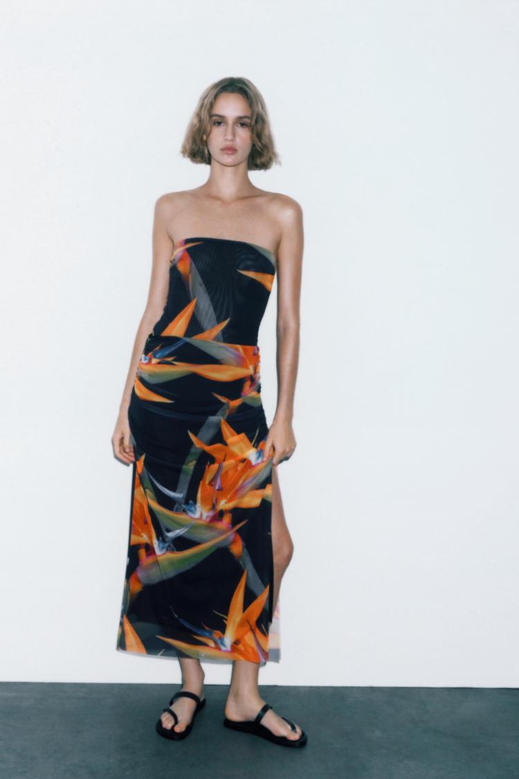 PRINTED DRAPED SKIRT