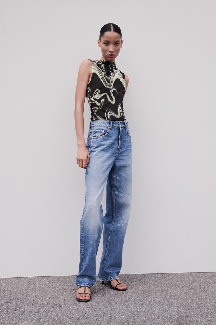 TULLE PRINT BODYSUIT