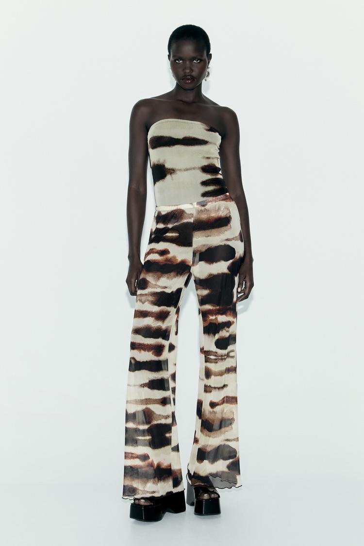 PRINTED STRAPLESS BODYSUIT