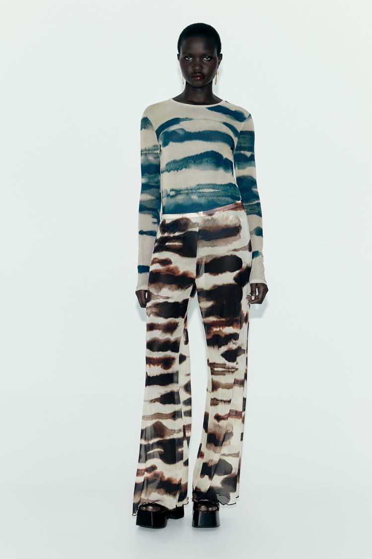 PRINTED TULLE TROUSERS